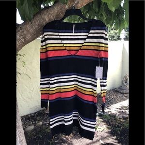 NWT Free People striped colorful lightweight sweater dress, size small